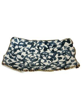 Japanese Long Dish Octopus Arabesque Blue White Ceramic Rectangular Plate‎
